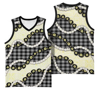 Black Palaka Hawaii Basketball Jersey Kukui Nut Pikake Lei Hawaiian Tapa Pattern - Polynesian Pride