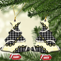 Black Palaka Hawaii Ceramic Ornament Kukui Nut Pikake Lei Hawaiian Tapa Pattern - Polynesian Pride