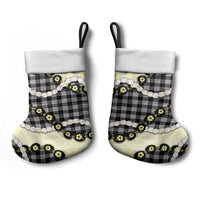 Black Palaka Hawaii Christmas Stocking Kukui Nut Pikake Lei Hawaiian Tapa Pattern - Polynesian Pride