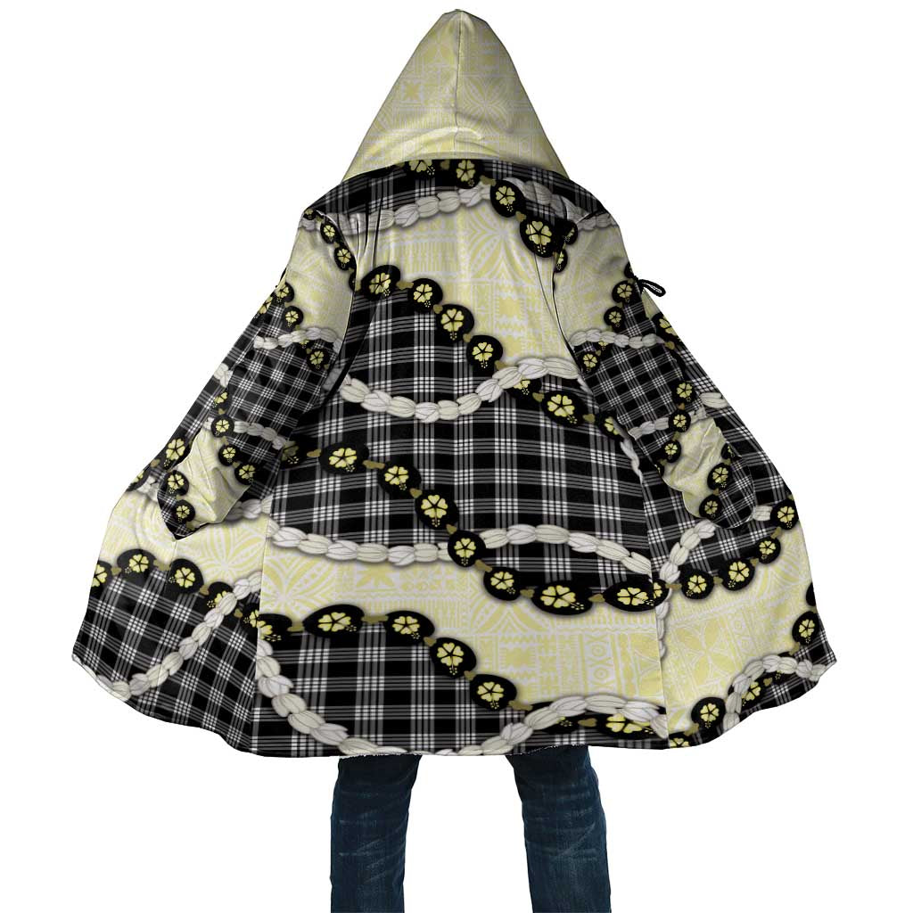 Black Palaka Hawaii Cloak Kukui Nut Pikake Lei Hawaiian Tapa Pattern - Polynesian Pride