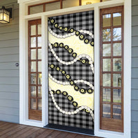 Black Palaka Hawaii Door Cover Kukui Nut Pikake Lei Hawaiian Tapa Pattern - Polynesian Pride