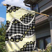 Black Palaka Hawaii Garden Flag Kukui Nut Pikake Lei Hawaiian Tapa Pattern - Polynesian Pride