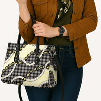 Black Palaka Hawaii Leather Bag Kukui Nut Pikake Lei Hawaiian Tapa Pattern - Polynesian Pride