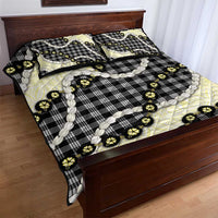 Black Palaka Hawaii Quilt Bed Set Kukui Nut Pikake Lei Hawaiian Tapa Pattern - Polynesian Pride