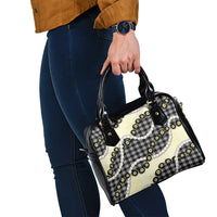 Black Palaka Hawaii Shoulder Handbag Kukui Nut Pikake Lei Hawaiian Tapa Pattern - Polynesian Pride