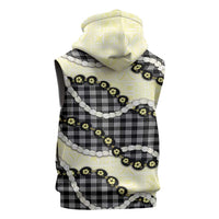 Black Palaka Hawaii Sleeveless Zip Hoodie Kukui Nut Pikake Lei Hawaiian Tapa Pattern - Polynesian Pride