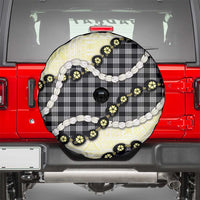 Black Palaka Hawaii Spare Tire Cover Kukui Nut Pikake Lei Hawaiian Tapa Pattern - Polynesian Pride