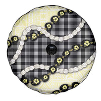 Black Palaka Hawaii Spare Tire Cover Kukui Nut Pikake Lei Hawaiian Tapa Pattern - Polynesian Pride