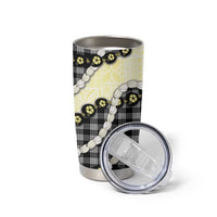 Black Palaka Hawaii Tumbler Cup Kukui Nut Pikake Lei Hawaiian Tapa Pattern - Polynesian Pride