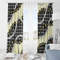 Black Palaka Hawaii Window Curtain Kukui Nut Pikake Lei Hawaiian Tapa Pattern - Polynesian Pride