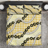 Yellow Palaka Hawaii Bedding Set Kukui Nut Pikake Lei Hawaiian Tapa Pattern - Polynesian Pride