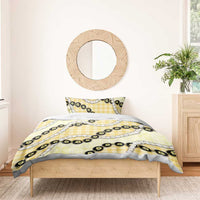 Yellow Palaka Hawaii Bedding Set Kukui Nut Pikake Lei Hawaiian Tapa Pattern - Polynesian Pride