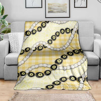 Yellow Palaka Hawaii Blanket Kukui Nut Pikake Lei Hawaiian Tapa Pattern - Polynesian Pride