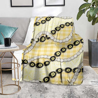 Yellow Palaka Hawaii Blanket Kukui Nut Pikake Lei Hawaiian Tapa Pattern - Polynesian Pride