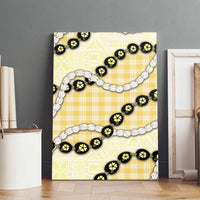 Yellow Palaka Hawaii Canvas Wall Art Kukui Nut Pikake Lei Hawaiian Tapa Pattern - Polynesian Pride