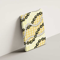 Yellow Palaka Hawaii Canvas Wall Art Kukui Nut Pikake Lei Hawaiian Tapa Pattern - Polynesian Pride