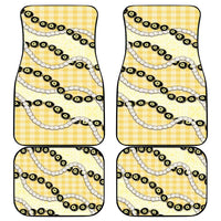 Yellow Palaka Hawaii Car Mats Kukui Nut Pikake Lei Hawaiian Tapa Pattern - Polynesian Pride