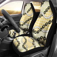 Yellow Palaka Hawaii Car Seat Cover Kukui Nut Pikake Lei Hawaiian Tapa Pattern - Polynesian Pride