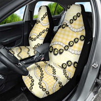 Yellow Palaka Hawaii Car Seat Cover Kukui Nut Pikake Lei Hawaiian Tapa Pattern - Polynesian Pride