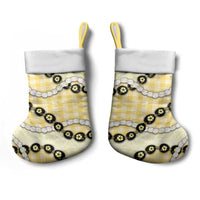 Yellow Palaka Hawaii Christmas Stocking Kukui Nut Pikake Lei Hawaiian Tapa Pattern - Polynesian Pride