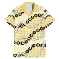 Yellow Palaka Hawaii Family Matching Mermaid Dress and Hawaiian Shirt Kukui Nut Pikake Lei Hawaiian Tapa Pattern - Polynesian Pride
