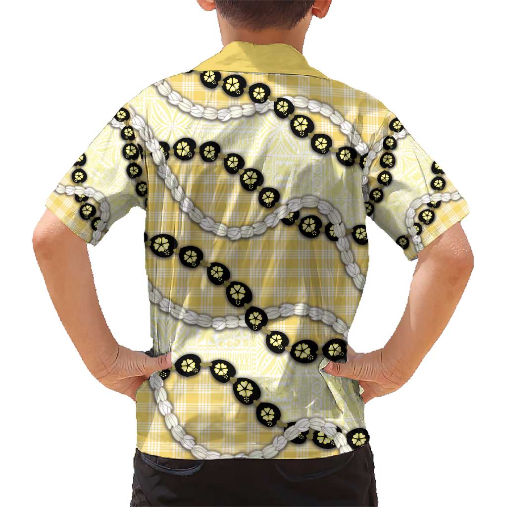 Yellow Palaka Hawaii Hawaiian Shirt Kukui Nut Pikake Lei Hawaiian Tapa Pattern - Polynesian Pride