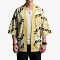 Yellow Palaka Hawaii Kimono Kukui Nut Pikake Lei Hawaiian Tapa Pattern - Polynesian Pride