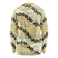 Yellow Palaka Hawaii Long Sleeve Shirt Kukui Nut Pikake Lei Hawaiian Tapa Pattern - Polynesian Pride