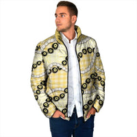 Yellow Palaka Hawaii Padded Jacket Kukui Nut Pikake Lei Hawaiian Tapa Pattern - Polynesian Pride