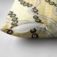 Yellow Palaka Hawaii Pillow Cover Kukui Nut Pikake Lei Hawaiian Tapa Pattern - Polynesian Pride