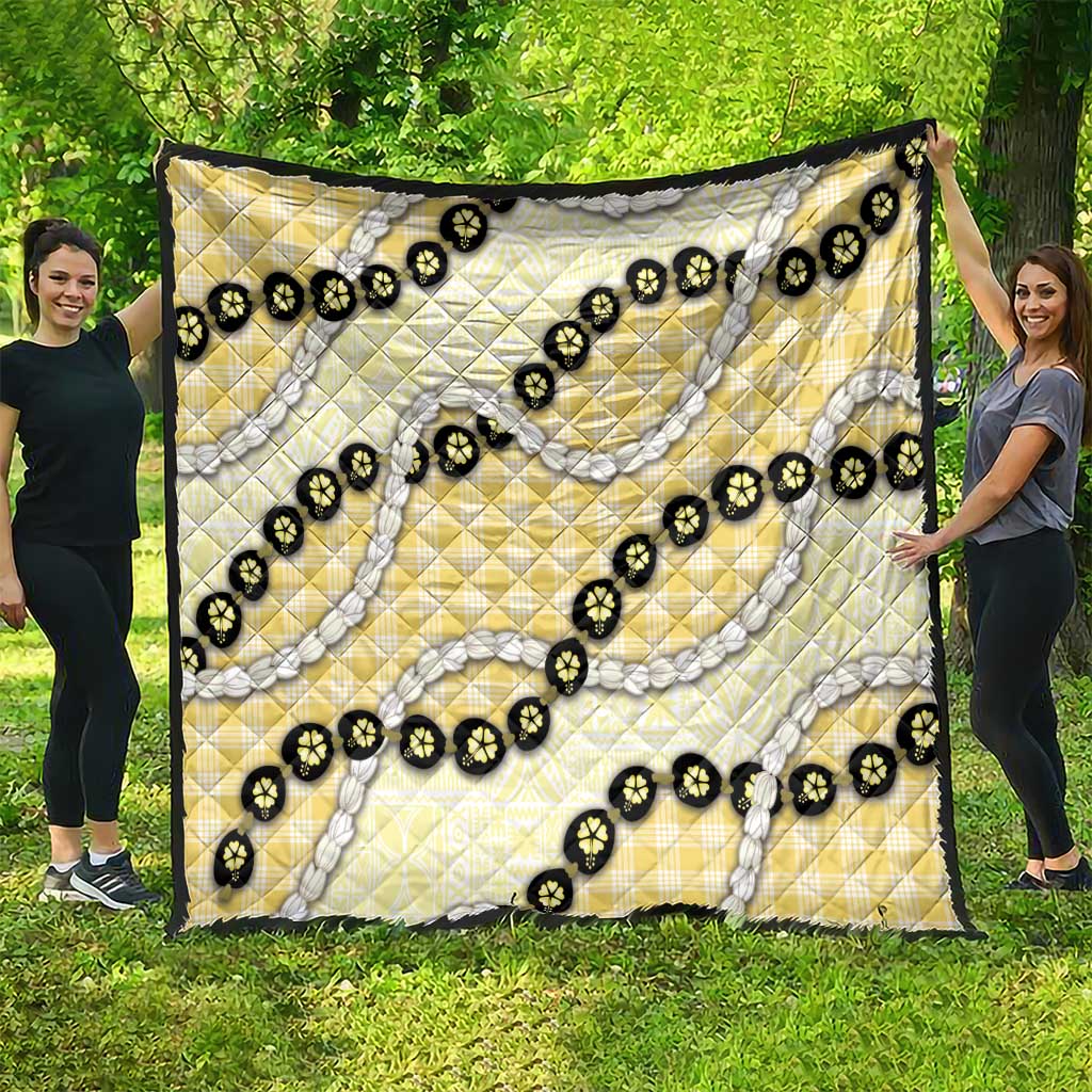 Yellow Palaka Hawaii Quilt Kukui Nut Pikake Lei Hawaiian Tapa Pattern - Polynesian Pride