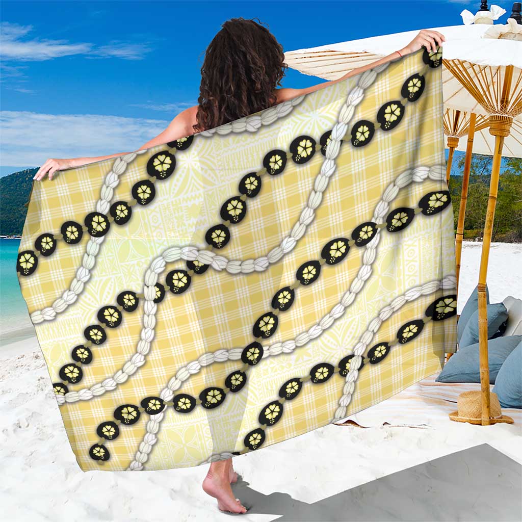 Yellow Palaka Hawaii Sarong Kukui Nut Pikake Lei Hawaiian Tapa Pattern - Polynesian Pride