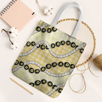 Yellow Palaka Hawaii Tote Bag Kukui Nut Pikake Lei Hawaiian Tapa Pattern - Polynesian Pride