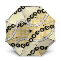 Yellow Palaka Hawaii Umbrella Kukui Nut Pikake Lei Hawaiian Tapa Pattern - Polynesian Pride