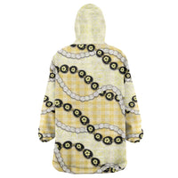 Yellow Palaka Hawaii Wearable Blanket Hoodie Kukui Nut Pikake Lei Hawaiian Tapa Pattern - Polynesian Pride