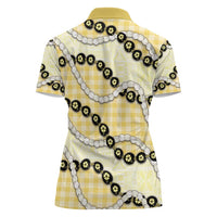 Yellow Palaka Hawaii Women Polo Shirt Kukui Nut Pikake Lei Hawaiian Tapa Pattern - Polynesian Pride