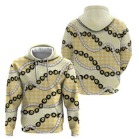 Yellow Palaka Hawaii Zip Hoodie Kukui Nut Pikake Lei Hawaiian Tapa Pattern - Polynesian Pride