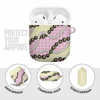 Pink Palaka Hawaii AirPods Case Kukui Nut Pikake Lei Hawaiian Tapa Pattern - Polynesian Pride