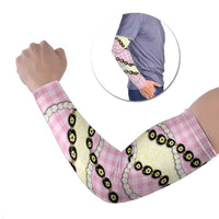 Pink Palaka Hawaii Arm Sleeves Kukui Nut Pikake Lei Hawaiian Tapa Pattern - Polynesian Pride