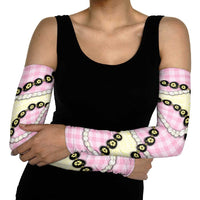 Pink Palaka Hawaii Arm Sleeves Kukui Nut Pikake Lei Hawaiian Tapa Pattern - Polynesian Pride