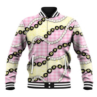 Pink Palaka Hawaii Baseball Jacket Kukui Nut Pikake Lei Hawaiian Tapa Pattern - Polynesian Pride