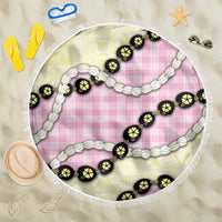 Pink Palaka Hawaii Beach Blanket Kukui Nut Pikake Lei Hawaiian Tapa Pattern - Polynesian Pride