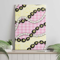 Pink Palaka Hawaii Canvas Wall Art Kukui Nut Pikake Lei Hawaiian Tapa Pattern - Polynesian Pride