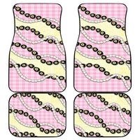 Pink Palaka Hawaii Car Mats Kukui Nut Pikake Lei Hawaiian Tapa Pattern - Polynesian Pride