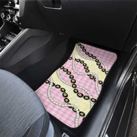Pink Palaka Hawaii Car Mats Kukui Nut Pikake Lei Hawaiian Tapa Pattern - Polynesian Pride