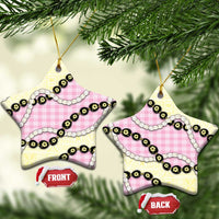 Pink Palaka Hawaii Ceramic Ornament Kukui Nut Pikake Lei Hawaiian Tapa Pattern - Polynesian Pride