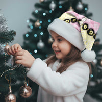 Pink Palaka Hawaii Christmas Santa Hat Kukui Nut Pikake Lei Hawaiian Tapa Pattern - Polynesian Pride