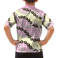 Pink Palaka Hawaii Family Matching Puletasi and Hawaiian Shirt Kukui Nut Pikake Lei Hawaiian Tapa Pattern - Polynesian Pride