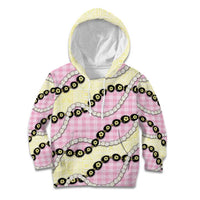 Pink Palaka Hawaii Kid Hoodie Kukui Nut Pikake Lei Hawaiian Tapa Pattern - Polynesian Pride