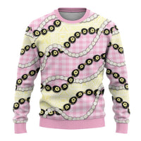 Pink Palaka Hawaii Ugly Christmas Sweater Kukui Nut Pikake Lei Hawaiian Tapa Pattern - Polynesian Pride